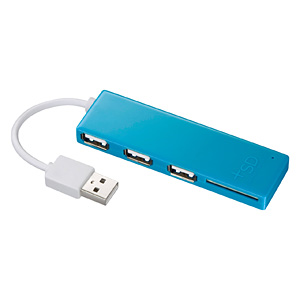 USB-HCS307BL / SDカードリーダー付きUSB2.0ハブ（ブルー）
