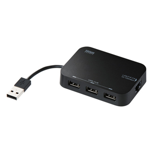 USB-HLA306BK / LANアダプタ-内蔵3ポートUSB2.0ハブ(ブラック)