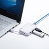 USB-HLA306WN / 有線LANアダプタ-内蔵3ポートUSB2.0ハブ（ホワイト）