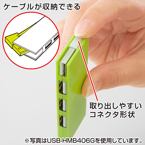 USB-HMB406BL / ケーブル収納4ポートUSB2.0ハブ (ブルー）