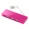 USB-HMB406P / ケーブル収納4ポートUSB2.0ハブ (ピンク）