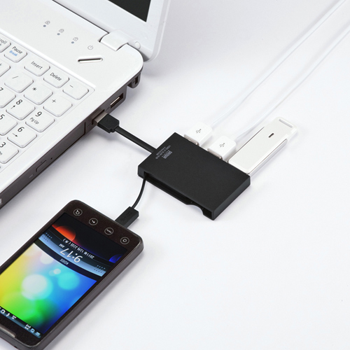 USB-HMU403BK / スマートフォン充電・データ転送対応4ポートUSB2.0ハブ (ブラック）