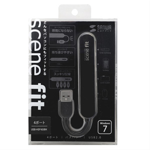 USB-HSF405BK / 4ポートUSB2.0ハブ　scene fit（ブラック）