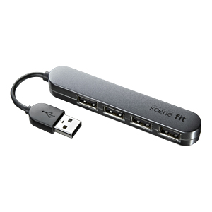 USB-HSF405GM / 4ポートUSB2.0ハブ　scene fit（ガンメタリック）