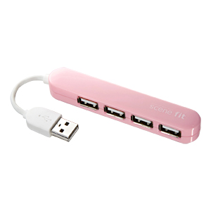 USB-HSF405P / 4ポートUSB2.0ハブ scene fit(ピンク)
