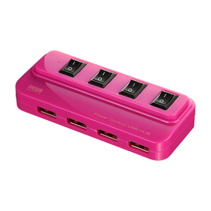 USB-HSL415P / 個別スイッチ付き4ポートUSB2.0ハブ(ピンク)
