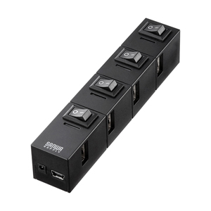 USB-HSM410BK / 個別スイッチ付き4ポートUSB2.0節電ハブ(磁石付・ブラック)