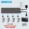 USB-HTV410BKN2 HDD接続対応・面ファスナー付4ポートUSB2.0ハブ(ブラック) USB-HTV410BKN2 / HDD接続対応・面ファスナー付4ポートUSB2.0ハブ(ブラック)