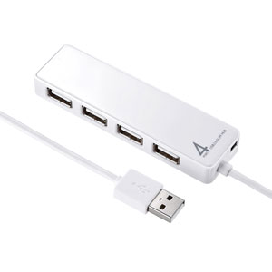 USB-HTV410WN2 / HDD接続対応・面ファスナー付4ポートUSB2.0ハブ(ホワイト)