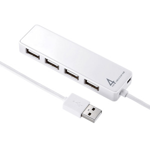 USB-HTV410WN / HDD接続対応・面ファスナー付4ポートUSB2.0ハブ(ホワイト)