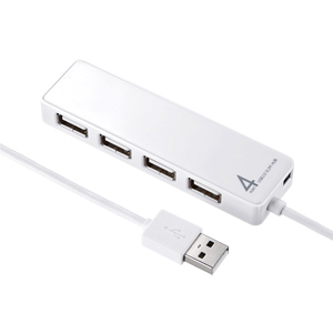 USB-HTV410W / HDD接続対応・面ファスナー付4ポートUSB2.0ハブ(ホワイト)