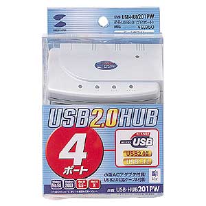 USB-HUB201PW / USB 2.0 ハブ(4ポート・パールホワイト)