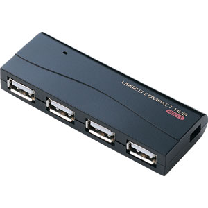 USB-HUB208BK / USB2.0ハブ（4ポート・ブラック）