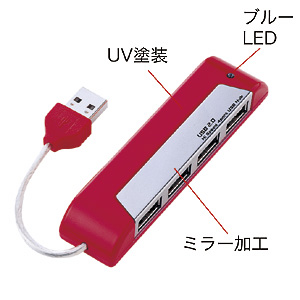 USB-HUB217R / USB2.0ハブ（4ポート・レッド）