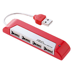 USB-HUB217R / USB2.0ハブ（4ポート・レッド）