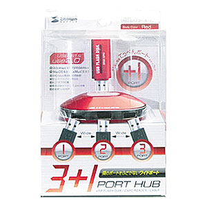 USB-HUB222RD / USB2.0ハブ（4ポート・レッド）