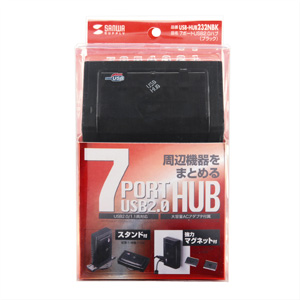 USB-HUB232NBK / 7ポートUSB2.0ハブ（ブラック）