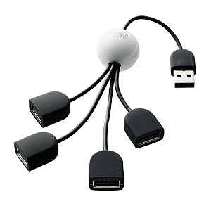 USB-HUB234WB / USB2.0ハブ(4ポート・ホワイト&ブラック)