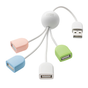 USB-HUB234WH4 / USB2.0ハブ(4ポート・ホワイト&4色)