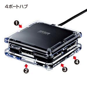 USB-HUB239BK / USB2.0ハブ（ブラック）