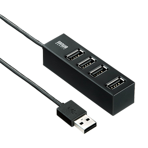 USB-HUB253BK / 磁石付き4ポートUSB2.0ハブ（ブラック）