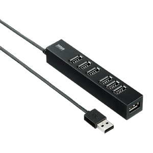 USB-HUB255BK / 磁石付き7ポートUSB2.0ハブ（ブラック）