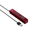 USB-HUB255R 磁石付き7ポートUSB2.0ハブ(レッド) USB-HUB255R / 磁石付き7ポートUSB2.0ハブ(レッド)
