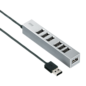 USB-HUB255SV / 磁石付き7ポートUSB2.0ハブ(シルバー)