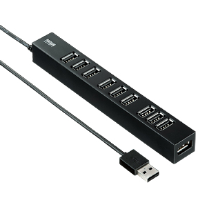 USB-HUB256BK / 磁石付き10ポートUSB2.0ハブ(ブラック)