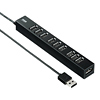 USB-HUB256BK / 磁石付き10ポートUSB2.0ハブ（ブラック）