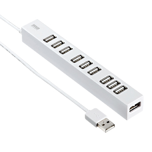 USB-HUB256W / 磁石付き10ポートUSB2.0ハブ(ホワイト)