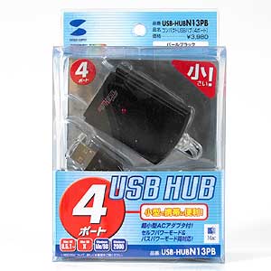 USB-HUBN13PB / コンパクトUSBハブ(4ポート・パールブラック)