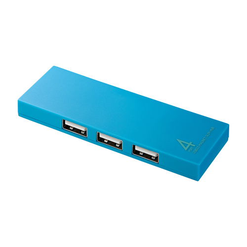 USB-HUM410BL / 磁石付スリム4ポートUSB2.0ハブ（ブルー）