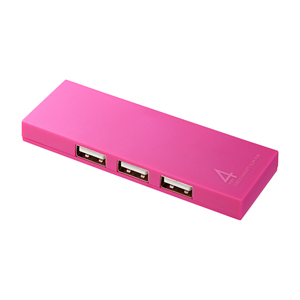 USB-HUM410P / 磁石付スリム4ポートUSB2.0ハブ（ピンク）