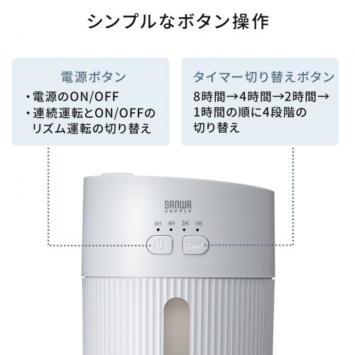 USB-TOY103W / 上部給水USB加湿器（USB電源・400ml）