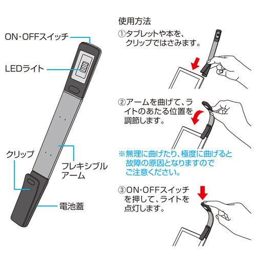 USB-TOY70BK / クリップLEDライト（ブラック）