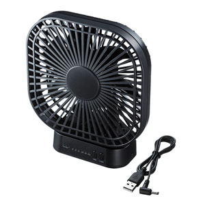 USB-TOY98BK / 充電機能付きUSB扇風機(ブラック)