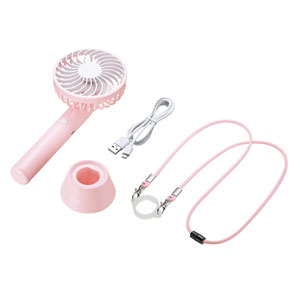 USB-TOY99P / 手持ち式USB扇風機 ストラップ付き(ピンク)