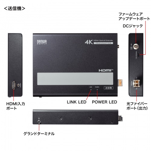 VGA-EXHDFB / 光ファイバHDMIエクステンダー（4K対応・300m延長）