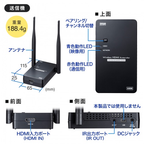 VGA-EXWHD11 / ワイヤレスHDMIエクステンダー（据え置きタイプ・セットモデル）