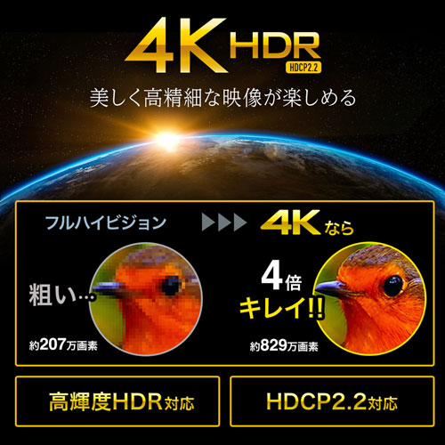 VGA-HDRSP4 / 4K/60Hz・HDR対応HDMI分配器（4分配）