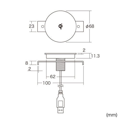 WLC-BLT15BK / ワイヤレス充電器（埋め込みタイプ）