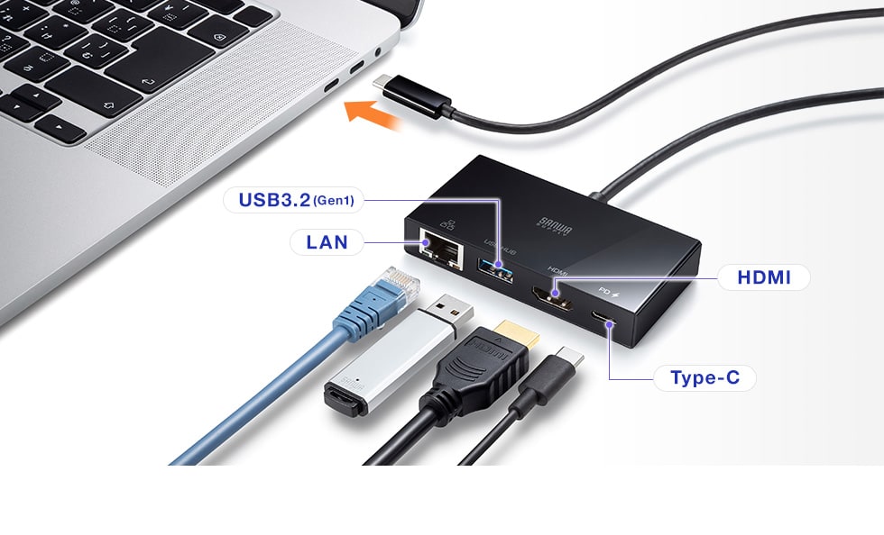 AD-ALCMHL1BK【USB Type-Cマルチ変換アダプタ】映像やネットワークを