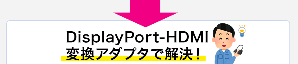 DisplayPort-HDMI変換アダプタで解決