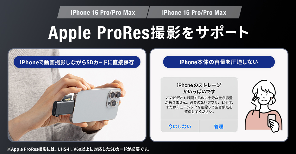 Apple ProRes撮影をサポート