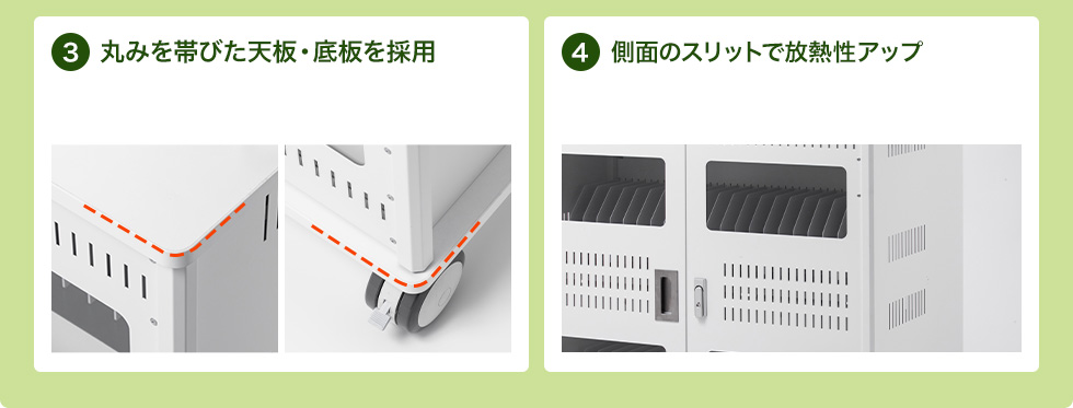 丸みを帯びた天板・底板を採用 側面のスリットで放熱性アップ