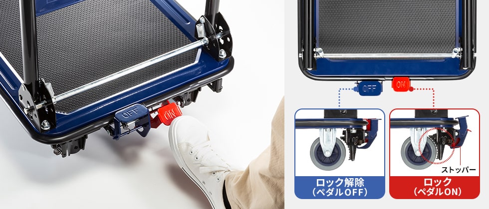立ったまま車輪ロックのON/OFFができる