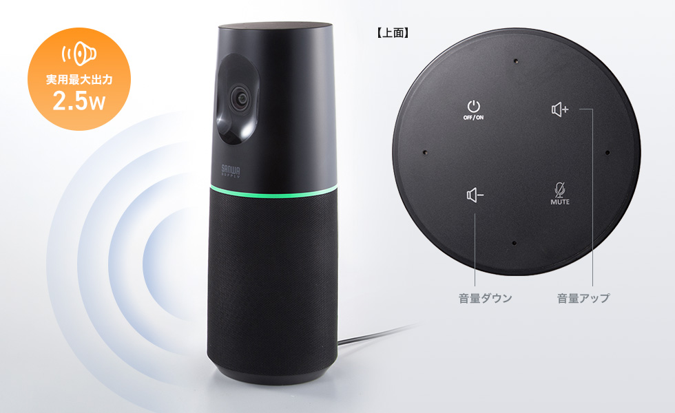 Web会議の音声を出力できるスピーカーを搭載