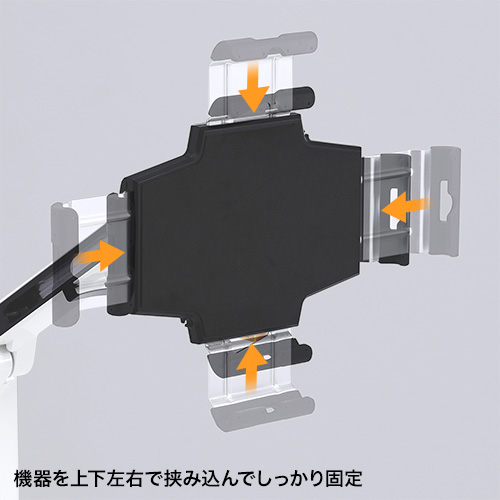 機器を上下左右で挟み込んでしっかり固定