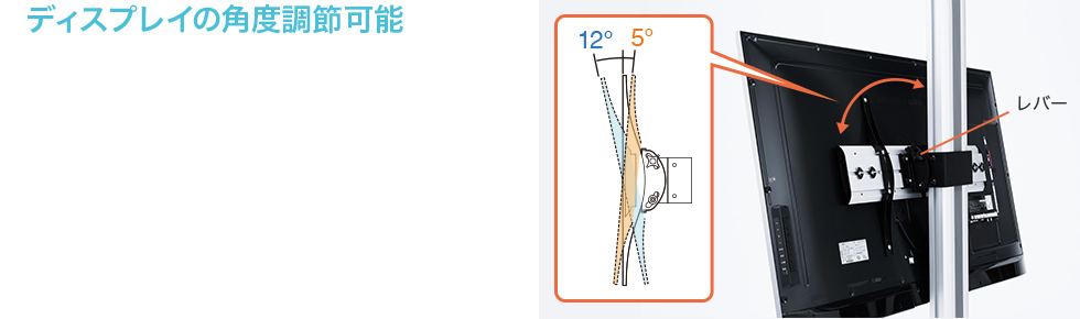 ディスプレイの角度調節可能